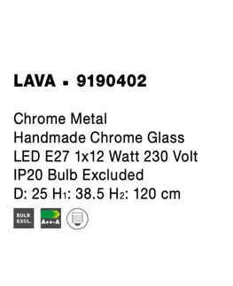 Designová závěsná svítidla NOVA LUCE závěsné svítidlo LAVA chromovaný kov ručně vyrobené chromové sklo E27 1x12W 230V IP20 bez žárovky 9190402