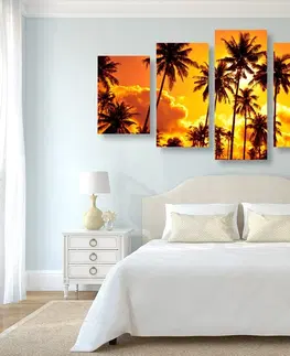 Obrazy přírody a krajiny 5-dílný obraz kokosové palmy na pláži