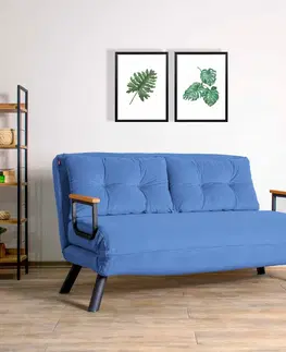 Pohovky a gauče Pohovka dvoumístná rozkládací SANDO  modrá