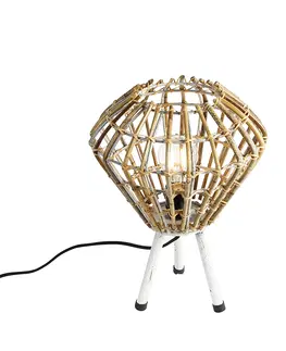 Stolni lampy Venkovská stolní lampa stativ bambus s bílou - Canna Diamond