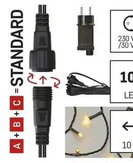LED řetězy EMOS Základní sada pro spojovací řetězy Standard, 10 m, venkovní, teplá bílá, časovač D1AW01