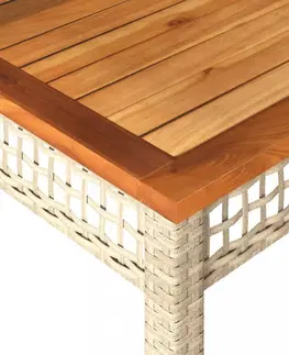 Zahradní stolky Zahradní stůl béžový 80 x 80 x 75 cm polyratan akáciové dřevo