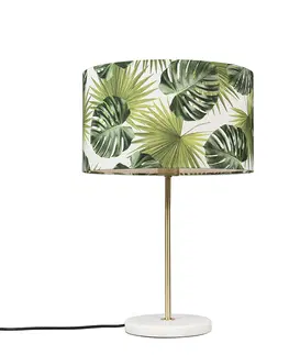Stolni lampy Moderní mosazná stolní lampa s listovým stínidlem 35 cm - Kaso