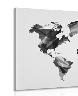 Obrazy mapy Obraz mapa světa v designu vektorové grafiky v černobílém provedení
