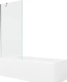 Vany MEXEN/S Cubik obdélníková vana 150 x 70 cm s panelem + vanová zástěna 80 cm, transparent, chrom 550315070X9508000001