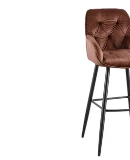 Barové židle LuxD Designová barová židle Garold hnědý samet