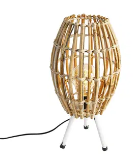 Stolni lampy Venkovská stolní lampa stativ bambus s bílou - Canna Capsule