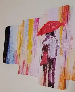 Obrazy láska 5-dílný obraz procházka v dešti