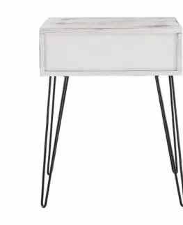 Konferenční stolky Příruční stolek Honej, bílá, 45 x 35 x 58 cm