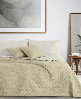 Přikrývky DecoKing Přehoz na postel Axel béžová/bílá, 170 x 210 cm