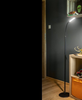 Stojací lampy Podlahová lampa s dálkovým ovládáním LP-YORK10W-10-DEC černá
