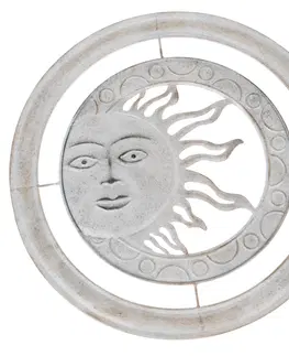 Bytové dekorace Nástěnná kovová dekorace Slunce šedá, pr. 50 cm