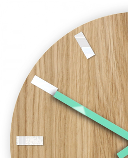 Hodiny ModernClock Nástěnné hodiny Simple Oak hnědo-mátové