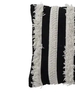 Dekorační polštáře Černo-bílý pruhovaný polštář s třásněmi Monochrome - 45*45 cm J-Line by Jolipa 94341