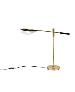 Stolni lampy Designová stolní lampa černá se zlatou - Sinem