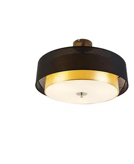 Stropni svitidla Moderní stropní svítidlo černé se zlatým 50 cm 3-světlo - Drum Duo
