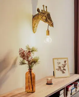 Nástěnná svítidla Lindby Lindby Nirvathia nástěnné světlo žirafa kov