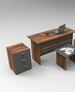 Kancelářské a psací stoly Set kancelářského nábytku VO9 ořech antracit