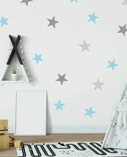 Samolepky na zeď Dětské samolepky na zeď - Modré a šedé samolepicí hvězdy