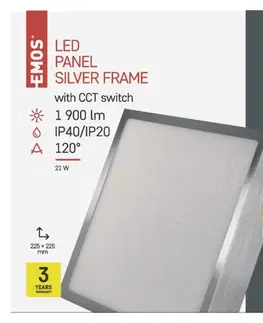 LED stropní svítidla EMOS LED svítidlo NEXXO broušený nikl, 22,5 x 22,5 cm, 21 W, teplá/neutrální bílá ZM6243