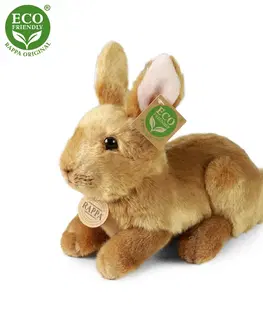 Hračky RAPPA - Plyšový králík hnědý ležící 23 cm ECO-FRIENDLY