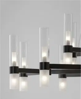 Designová závěsná svítidla NOVA LUCE závěsné svítidlo CENTURY matná černá a čiré a matné sklo (2m ocelové lanko) 12xG9 9006053