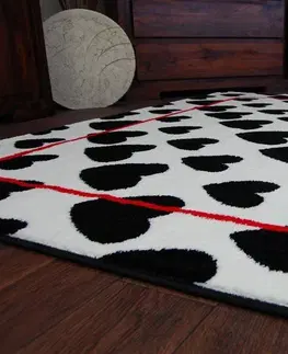 Koberce a koberečky Dywany Lusczow Kusový koberec SKETCH SEAN bílý / černý - srdce, velikost 160x220