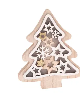 Vánoční dekorace Dřevěný stromek s LED světlem Stellar, 13 x 15,5 x 3 cm