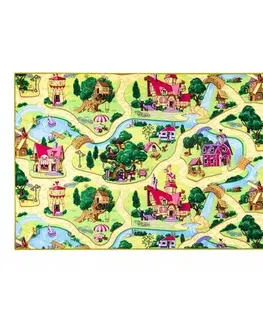Koberce a koberečky Vopi Dětský koberec Pohádková vesnice, 133 x 165 cm, 130 x 160 cm