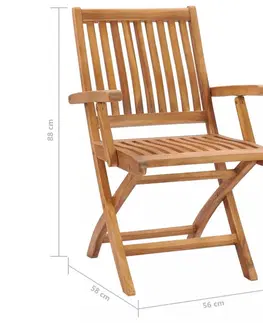 Zahradní židle Zahradní židle 2 ks teak / látka Dekorhome Tmavě modrá