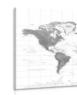 Obrazy mapy Obraz nádherná mapa světa v černobílém provedení