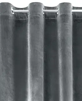 Zatemňovací závěsy Pevný šedý sametový závěs pro kruhy 140 x 250 cm