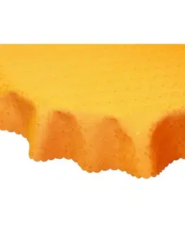 Ubrusy Forbyt, Ubrus s nešpinivou úpravou, Čtverečky, kulatý oranžová 130 x 160 cm ovál