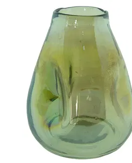 Dekorativní vázy Zelená ručně foukaná skleněná váza - Ø 13*16 cm Clayre & Eef 6GL4092GR