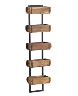 Regály a poličky Dřevěná nástěnná polička s 5ks forem Brick Mould Mass - 33*17*123 cm Massivum A00001425
