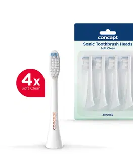 Elektrické zubní kartáčky Concept ZK0052 náhradní hlavice PERFECT SMILE Soft Clean, 4 ks, bílá