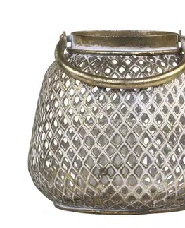 Zahradní lampy Bronzová antik kovová lucerna s uchem Vire - Ø16*15cm Chic Antique 25059913 (25599-13)