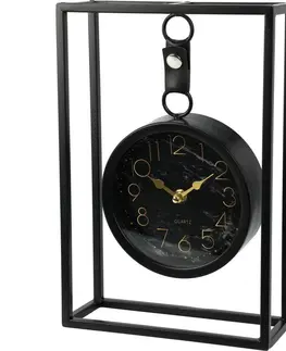 Hodiny Kovové stolní hodiny Alamino černá, 20 x 7,5 x 30 cm