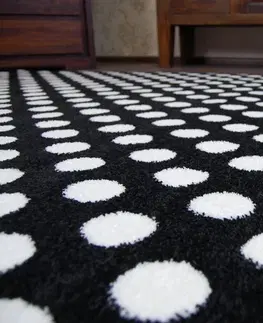 Koberce a koberečky Dywany Lusczow Kusový koberec SKETCH JAMIE bílý / černý - tečky, velikost 140x190