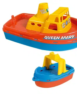 Hračky na zahradu ANDRONI - Loď se sirénou a malým člunem - délka 39 cm, červená paluba