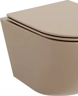 Záchody MEXEN Lena Závěsná WC mísa Rimless včetně sedátka s slow, Duroplast, cappuccino mat 30224064
