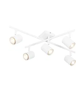 Bodova svetla Moderní stropní svítidlo bílé 5-ti světelné nastavitelné čtvercové - Jeana