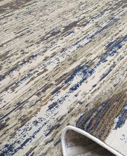 Moderní koberce Moderní koberec v béžovo-hnědé barvě s modrým detailem
