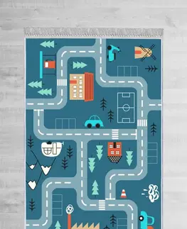 Koberce a koberečky Conceptum Hypnose Dětský koberec Město III 120x180 cm modrý