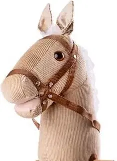 Dřevěné hračky Bigjigs Toys Manšestrový kůň na tyči MUGGER hnědý