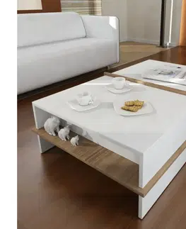 Konferenční stoly  Konferenční stolek PLUS 35x90 cm hnědá/bílá 