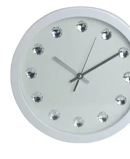 Hodiny DekorStyle Nástěnné hodiny Krystal 30 cm bílé
