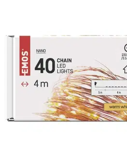 LED řetězy EMOS LED vánoční nano řetěz měděný, 4 m, venkovní i vnitřní, teplá bílá, časovač D3AW01