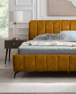 Designové postele LuxD Designová postel Rotterdam 180 x 200 cm hořčičný samet