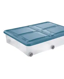 Úložné boxy Tontarelli Úložný box s víkem Stockbox 61 l, transparentní/modrá